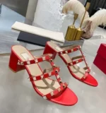 Lady Big Size 33-48 High Heels Slides With Rivets British Style Fashion Women Shoes Outdoor Gold Silver Matte Shiny No V Slipper - Image 17