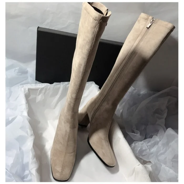 Women’s Knee-High Boots – Suede & Chunky Heel - Image 6