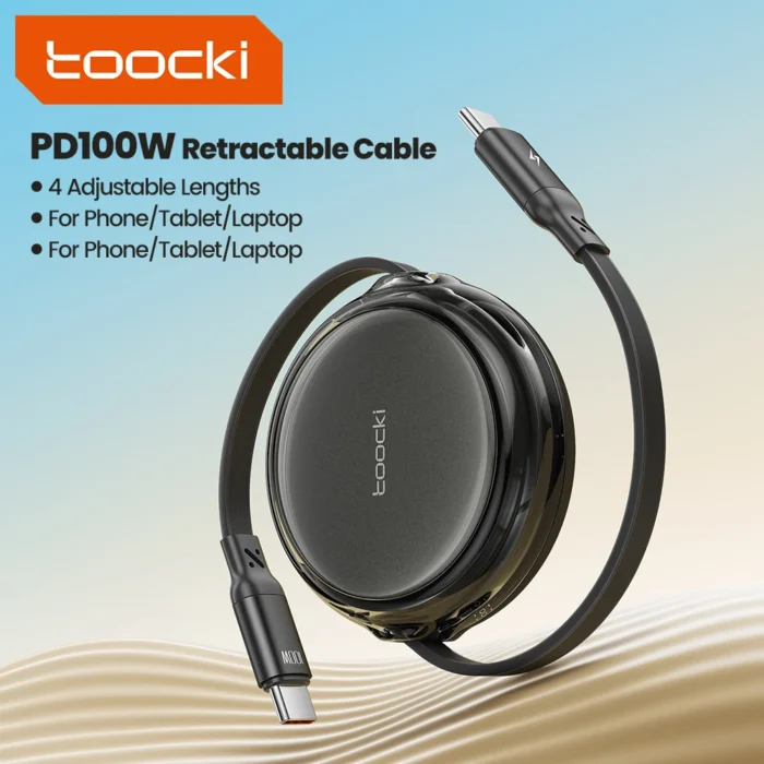 Toocki Retractable 100W USB C Cable For Tablet Laptop Fast Charger Cable For iPhone 15 Pro Max Type C For Samsung S23 Xiaomi  ﻿ - Image 8