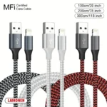 1M 2M 3M USB A To Lightning MFi Certified  Cable For iPhone 14 13 12 11 X XR Pro Max Fast Charging Cable Charger Data Wire Cord