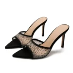 Women High-heeled Rhinestone Slippers Fashion Stiletto High Heels Slippers Flip Flops Woman Pointed Open Toe Slides Party Shoes - Image 10