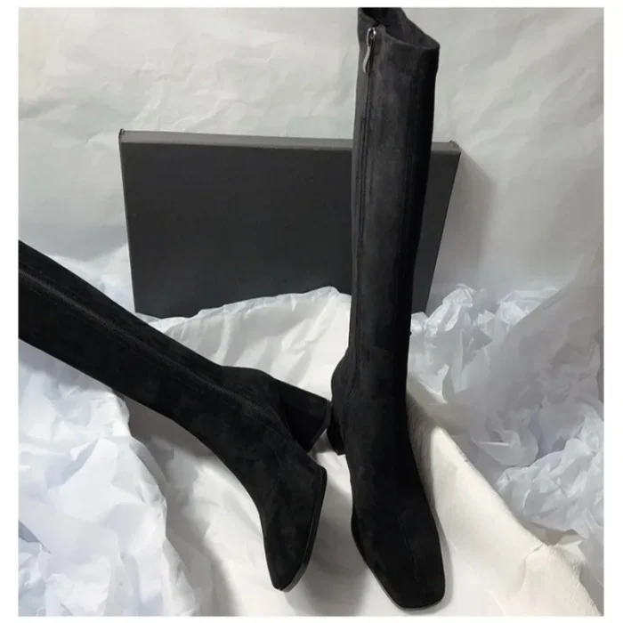 Women’s Knee-High Boots – Suede & Chunky Heel - Image 2