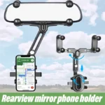 360 Rotating Car Phone Holder Rearview Mirror Mount Car Phone Bracket Navigation GPS Stand Foldable Mobile Cell Support in Car - Image 3