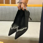 Women's 9cm High Heel Single Shoes Spring Autumn New Velvet Pointed Toe Professional Work Shoes Thin Heel Slip-On Shoes - Image 5