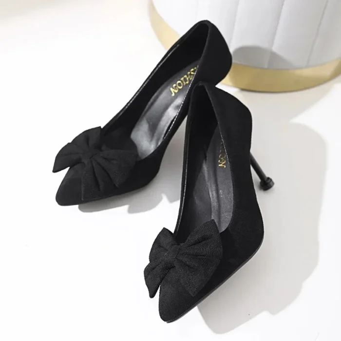 Elegant French Style Women's Single Shoes Versatile Bowling Boots Black High Heels With 3cm Sole Thickness For Adults - Image 7