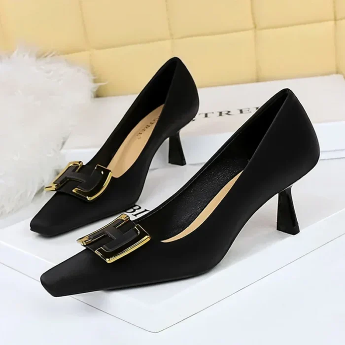 Women’s Dress Pumps – Square Toe & Metal Buckle - Image 7