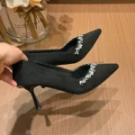 Women's 9cm High Heel Single Shoes Spring Autumn New Velvet Pointed Toe Professional Work Shoes Thin Heel Slip-On Shoes - Image 4