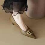 Women’s Heels – Gold Color & Metal Buckle - Image 5