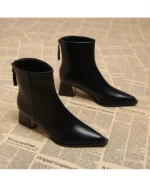 Women’s Ankle Boots – Faux Leather & Square Heel - Image 6