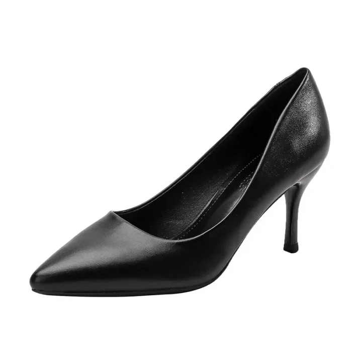 Stylish Pointed Toe High Heels for Air Stewardess Women's Professional Work Shoes Elegant Thin Heel Formal Black Leather Shoes - Image 3