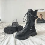 Women’s Leather Boots – Lace-Up Platform Style